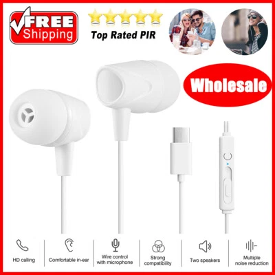 Earphone Headphone Earbuds USB Type C + Mic For Samsung Galaxy Ultra S23/S22 Lot - Image 1 of 4