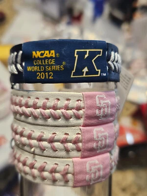 KENT STATE GOLDEN FLASHES CWS COLLEGE WORLD SERIES  BASEBALL BRACELET LEATHER - Image 1 of 4