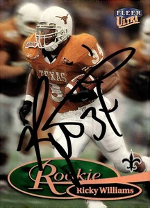 Foto de prueba firmada por Ricky Williams 1999 Fleer Rookie #261A certificado de autenticidad - Imagen 1 de 10