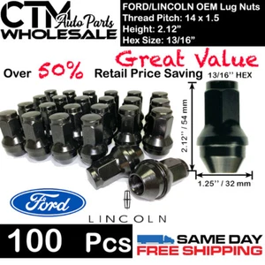 100 PCS BLACK FORD OEM FACTORY 14X1.5 WHEEL LUG NUT WHOLESALE GREAT SAVING - Picture 1 of 1