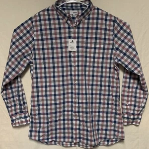 Sonoma Button Up Shirt Mens XL Long Sleeve Gray White Pink Plaid - Picture 1 of 6