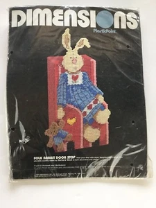 Rabbit Doorstop Dimensions Needle Point Kit Barbara Mock Folk Plastic Vintage - Picture 1 of 2