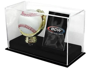 BCW Acrylic Gold Glove Ball and Card Display for Autographed Baseballs & Cards - Picture 1 of 1