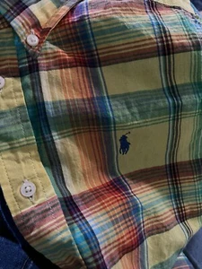 Ralph Lauren Boys Sz 7 Plaid Short Sleeve Button Down - Picture 1 of 4