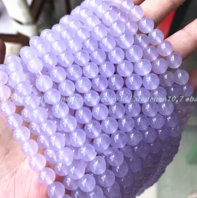 Natural 6/8/10/12/14mm Lavender Jade Gemstone Round Loose Beads 15'' Strand - Image 1 of 4