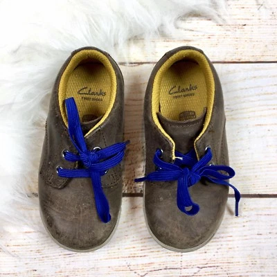 Clarks Toddler Boys Brown Leather Shoes Sneakers Sz 6 - Image 1 of 4