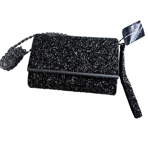 INC Caitlin microstone crystal embellished sparkle clutch wristlet BLACK (Used) - Picture 1 of 9