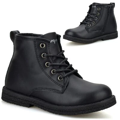 Boys Kids Childrens Zip Up New School Winter Casual Smart Ankle Boots Shoes Size - Image 1 of 4