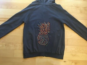 Pura Vida Dark Tropic Hoodie Full Zip Up, Embroidered Pineapple, Women's Medium - Picture 1 of 6
