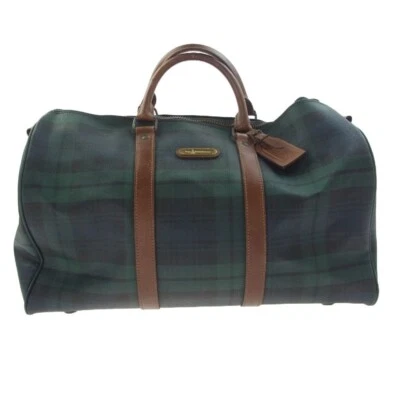 Bolso de Mano Polo Ralph Lauren Boston a Cuadros Verdes Lona Recubierta Logo Artículos de Moda Foto 1 de 4
