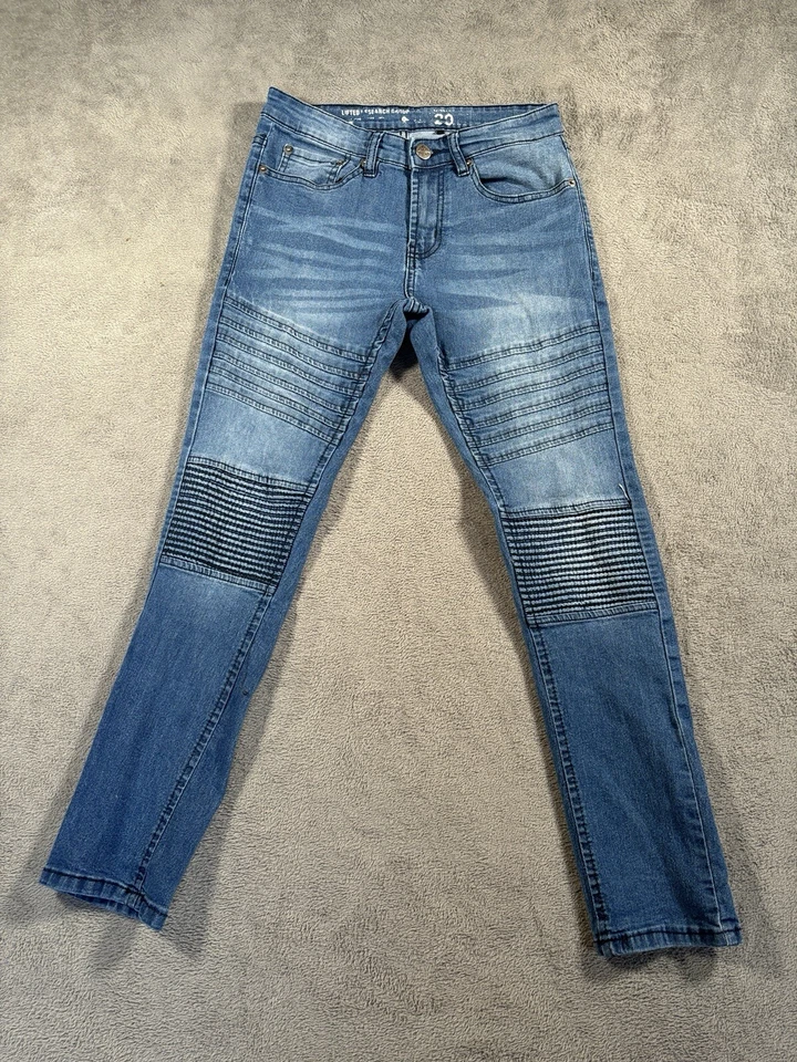 LRG Lifted Research Group Jeans Womens Blue Skinny Ribbed Biker 28x28 Stretch Foto 1 de 4