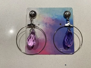 Crystal Drop Dangle Earrings, Trendy Loop Drop Earrings, Minimalist Earrings - Picture 1 of 9