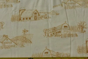 By 1/2 Yd, Old-Gold Farm House & Buildings on Cream Cotton/Maywood/Lammers,P4583 - Picture 1 of 7