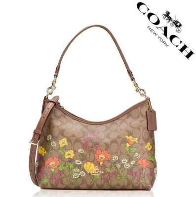 Nuevo Bolso Coach CR150 Insignature con Lona Floral Cuero Caqui Multicolor Foto 1 de 4