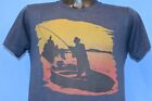 Vtg 80S Fisherman Fishing Boat Lake Pond Sunset Silhouette T-Shirt Medium M