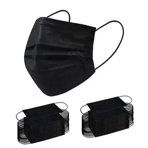 Black 50 Disposable Face Mask Non Surgical 3 ply Breathable Mouth Guard Mask New - Picture 1 of 13