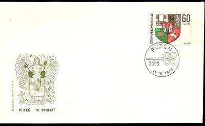 Escudo de armas Plzeň Pilsen Bohemia City primer día cubierta famoso lugar de elaboración de cerveza Foto 1 de 2