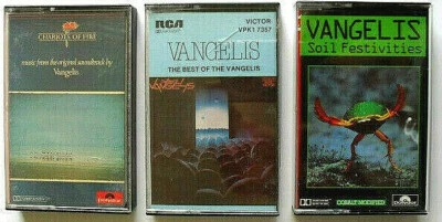 Vangelis Electronica Prog Rock 3 Import Cassettes lot SoilFest Chariots Best Of  - Image 1 of 4