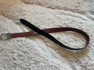 Reversible Black/Brown Leather Belt Silver Brass Buckle Size 36-40 - Picture 1 of 6