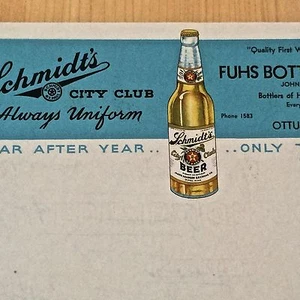 Vintage Letterhead for Schmidt's Beer from Fuhs Bottling Works - Picture 1 of 3
