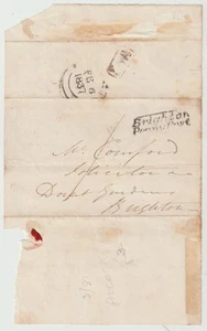 1837 SUSSEX - FRAMED BRIGHTON PENNY POST WRAPPER & No 2? RECEIVING HOUSE 1d RATE - Picture 1 of 1