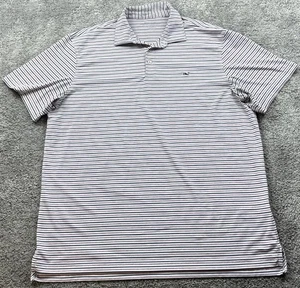 Polo Vineyard Vines uomo XL bianca rosa blu navy righe Sankaty Performance - Foto 1 di 16