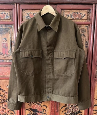 1960s/ 70s Whipcord Work Jacket Park Ranger Boxy Cropped Wool L Mens - Image 1 of 4