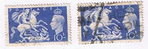Stamps Great Britain #288 10s King George VI Dragon 1951 USED Lot of 2 - Bild 1 von 2