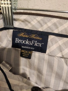 Brooks Brothers BrooksFlex Madison Fit Anzughose Herren 42 x 30 braun taupe flach - Bild 1 von 4