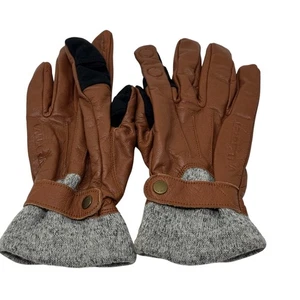 Valleret Men's Large Brown Leather Wool Gloves Photography Flip Tech Fingers L - Picture 1 of 3