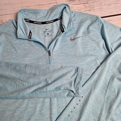 Nike Dry Element Running Half Zip Pullover Womens Plus 1X Light Blue Thumbholes - Image 1 of 4
