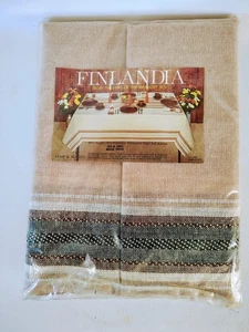 Vtg Finlandia Table Cloth 60x105 Rectangle Kemp & Beatley Tan And Brown Tone NOS - Picture 1 of 8