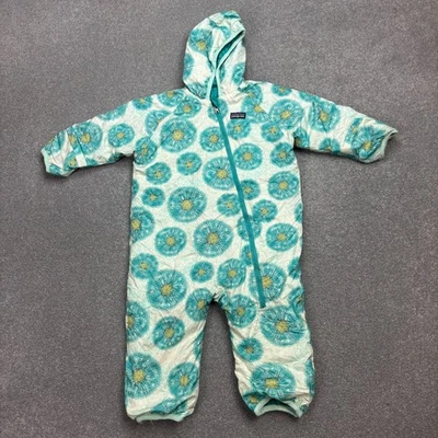Patagonia Jacket Kids Small Green Baby Reversible Bunting Snowsuit Hood Youth - Image 1 of 4