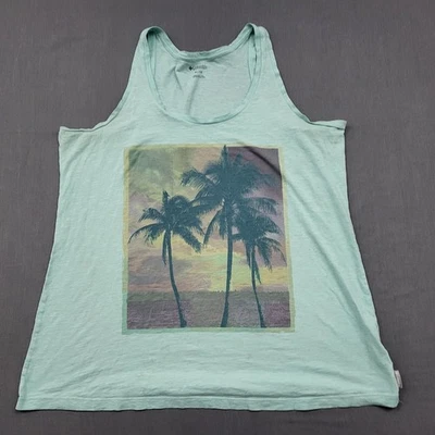 Camisa Columbia Para Mujer XL Sin Mangas Tanque Palmeras Gráfico Pullover Tejido Azul * Foto 1 de 4