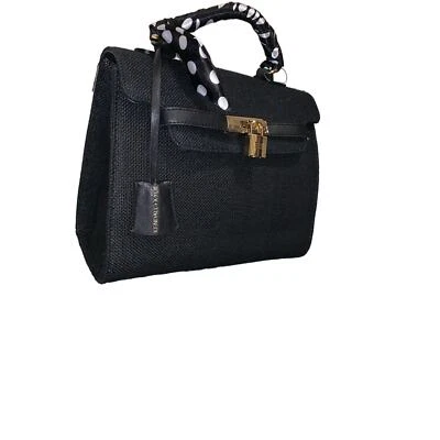 Bolso Bandolera Kendall & Kylie Negro Paja Estilo Lujo Bolo Foto 1 de 4