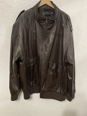 Coogi Brown Faux Leather Jacket Size 5XL Minor Pilling On Collar & Cuff See Pics - Image 1 of 4