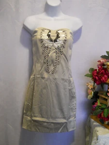 Vestido para mujer Nikibiki mini sin tirantes gris adornado sexy ajustado talla S - Imagen 1 de 4