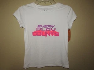 CHAMPION Every Play Counts Size S (6-6X) Duo Dry Semi-Fitted WHITE T-SHIRT - Picture 1 of 3