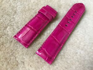 24mm/22mm Genuine Real Alligator Crocodile Leather Watch Strap Band- Pink