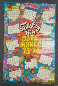 Vintage 1973 Falls City Bier großes Poster Kalender "Date Maker" (27" x 42") - Bild 1 von 12