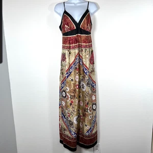 Vintage ECI Womens Y2K Babydoll Slip Maxi Dress Sz 10 Satin Floral Boho Resort - Picture 1 of 13