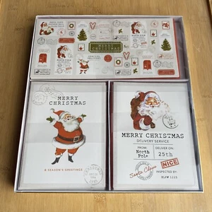 PUNCH STUDIO CHRISTMAS NOTE CARDS VINTAGE STYLE Santa BOX SET 18 NEW - Picture 1 of 5