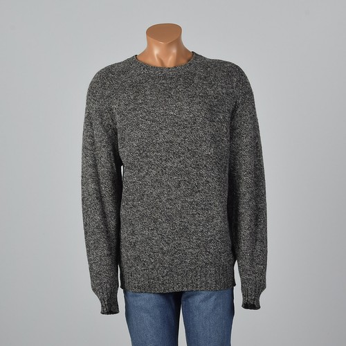 Maglione 2XL anni '80 Burberry da uomo grigio lavorato a maglia lana pull over 80 vintage