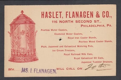 US Sc UX12 used 1895 1c Postal Card, Pennsylvania usage, Peerless Water Coolers - Image 1 of 2