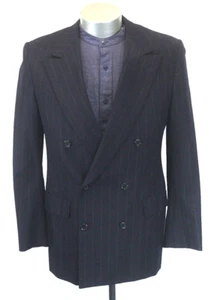 vtg navy stripe Hickey Freeman double breasted blazer jacket sport coat 40 R - Picture 1 of 8