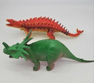 Vintage Dor Mei Ankylosaurus &Styracosaurus 11¹Hard Rubber Dinosaur  14"  1986  - Picture 1 of 8