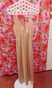 Vintage Warners Marilyn Monroe Gold Satin Nachthemd Spitze Top, Schlitz, Träger Gr. S - Bild 1 von 5