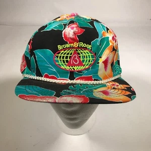 Vintage Brown & Root Floral Globe Leaf Design Snapback Trucker Hat Rope [DF12] - Picture 1 of 9