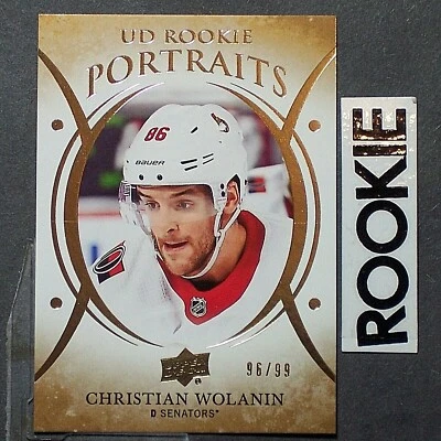 CHRISTIAN WOLANIN  96/99  ROOKIE  2018/19  UD  Portraits Gold  #P59 Ottawa Sens - Image 1 of 2