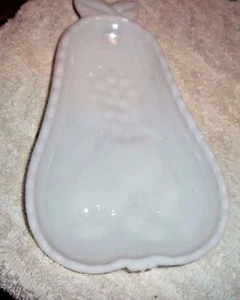 Hazel Atlas Milk Glass Pear Shaped Dish Trinket Tray 8" LONG - Picture 1 of 3
